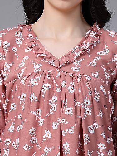 Image of OOMPH! Cotton Blend Nighty for Women's | Night Gown | Nighty | Nightdress | Maxi Dress | Sleepwear | Gown for Women | Nighties | Sleepwear