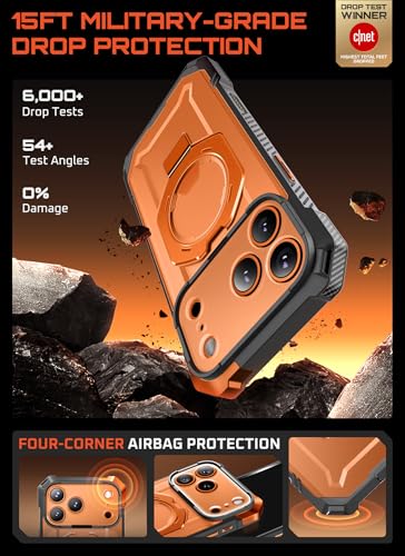 Image of SUPCASE for iPhone 17 Pro Case with Stand & Camera Control Button, Coral | Compatible with MagSafe, Military-Grade Drop Protection, Anti-Slip Grip, Heavy Duty Magnetic Phone Case, Unicorn Beetle Grip