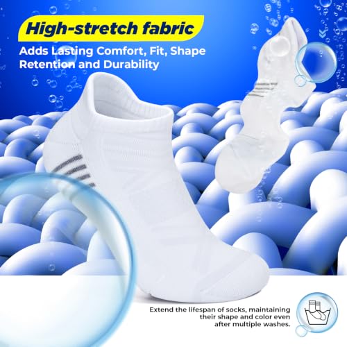 Image of TANSTC Athletic Running Ankle Socks,6Pairs Cushioned Low Cut Anti-Blister Tab Sports Sock Men Women