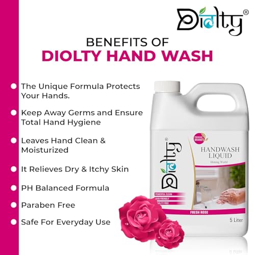 Image of Hand Wash Liquid 5L Rose Refill Can - 99.9% Germ Protection, Moisturizing, Paraben-Free, Long-Lasting Scent, Bulk for Soft Hands