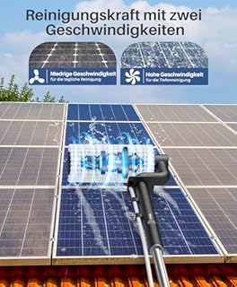 LyriFine Elettrico spazzola pulizia pannelli fotovoltaici 6,2 metri, 5 stadi telescopic hydrocleaner kit pulizia pannelli fotovoltaici e Velocità della 2a marcia per pannelli solari, vetri per tetti