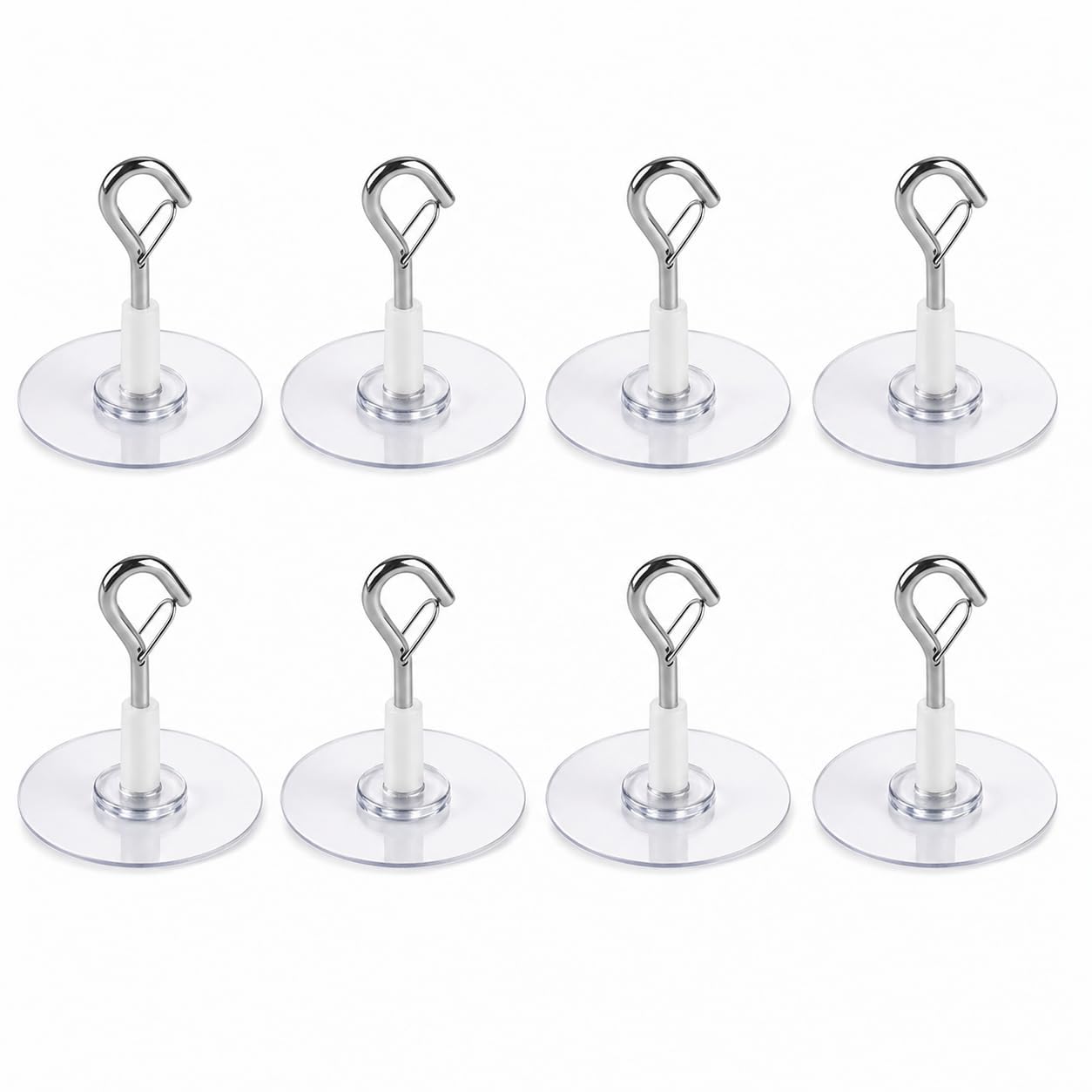 SouStar 8 Pcs Adhesive Ceiling Hooks, 6.5cm Heavy Duty Stick On Hooks with Closed Loop, Clear No Drill Plant Hangers for Indoor Outdoor Lanterns Decorations