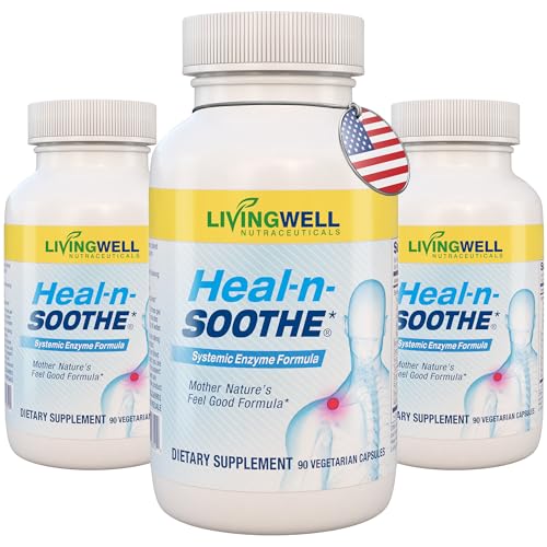 HEAL-N-SOOTHE Joint Supplement – Proteolytic Enzymes Formula with Bromelain, Papain, Boswellia, Turmeric & Ginger – Joint Mobility, Muscle Flexibility, Healthy Circulation Wellness - 90 Count (3 Pack)