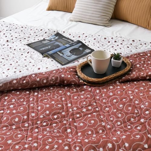 Image of Peepul Tree Hand Printed 100% Cotton Malmal Single Bed 60 x 90 Inches