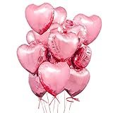 Heart Shaped Foil Balloons for Valentines Day Party Decorations - Pack of 15 -Foil Valentines Day Ba