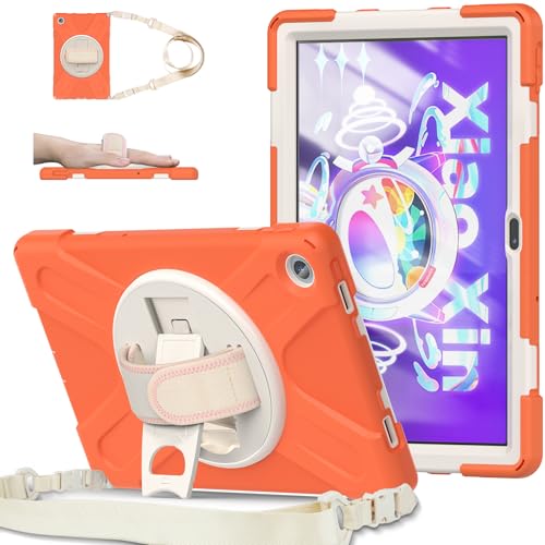 Étui Lenovo Tab M10 Plus 3è Gén 10.6 orange avec support rotatif et bandoulière