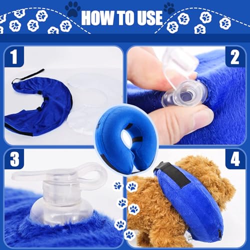 Aufblasbare Halskrause Hund, Katze Einstellbarer weich Halskrause, Schutzkragen Hund, Verstellbarer Schnalle, Leckschutz Schutzkragen, Haustier Elisabethanischer für Sicht Nicht Blockiert, S