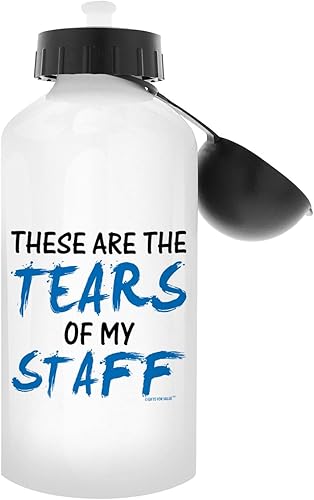 Miniatura 4 de Botella de agua de aluminio con tapa y pico deportivo, con frase en inglés "Tears of My Staff", regalo de agradecimiento para jefes, supervisores,