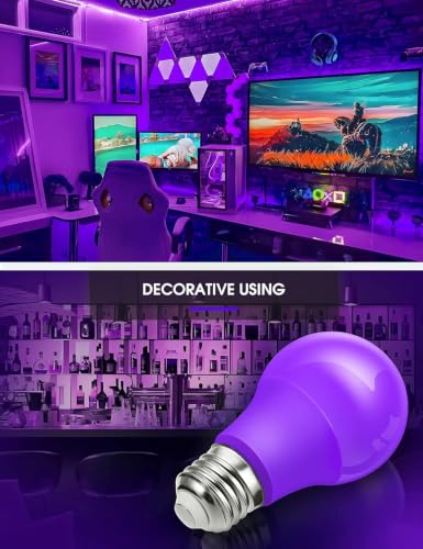Image of L LOHAS LED Halloween Purple Light Bulbs Outdoor, A19 E26 Base