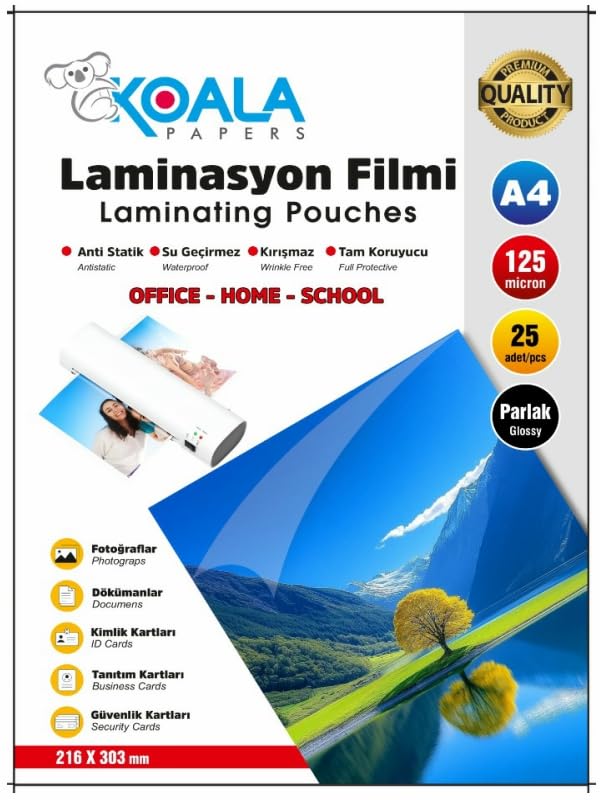 Koala Papers A4 Boyut Laminasyon Kaplama Filmi 125 micron 25'li Paket