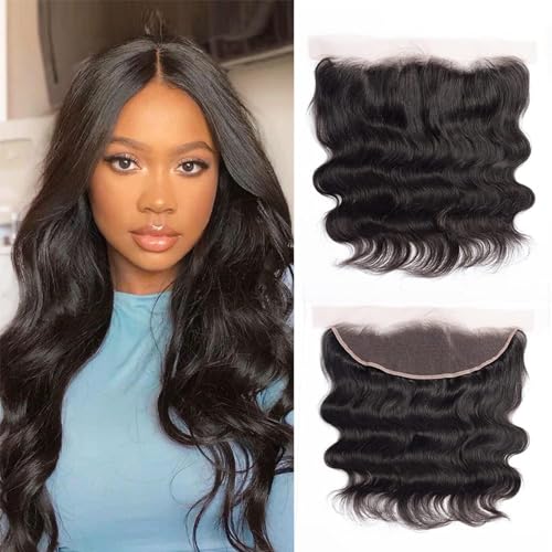 Image of Body Wave 13x4 Ear to Ear Lace Frontal Closure 22 Inch 100% Unprocessed Brazilian Virgin Human Hair Lace Frontal Closure Bleached Knots 180% Density Pre Plucked With Baby Hair Natural Color