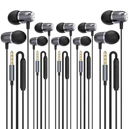 MORMOQUE EP05 Wired Earbuds 5 Pack,3.5 mm Jack Noise Isolating Earphones,in-Ear Headphones with...