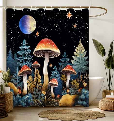Stanoha Bathroom Shower Curtain Cute Cortinas para Baño 72 x 72, Mushroom