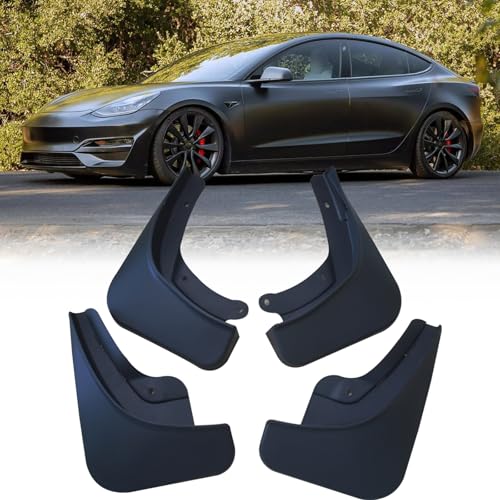 Image of Set of 4 Pcs Mud Flaps Splash Guards Mudguards Mudflaps Fit for Tesla Model 3 2024 Upgrade Sedan Mud Splash Guards Front and Rear (Driver and Passenger Sides)