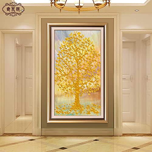 Kit Diamant Peinture Point de Croix Arbre d'Or Grand Format pour Activité DIY