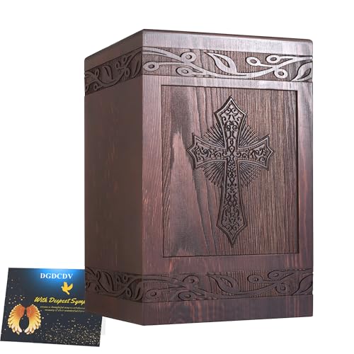 Cremation Urns for Human Ashes Adult Male Female, Wooden Carved Urns Box for Men Women Child, Pets Cat Dog Urn, Burial Funeral Memorial Urns for Ashes