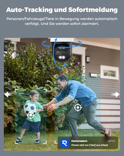 Reolink 4K 8MP Wi-Fi 6 PTZ Überwachungskamera Aussen WLAN mit Dual-Objektiv, Auto-Tracking-Zoom, WLAN Kamera Outdoor mit Personen-/Fahrzeug-/Tiererkennung, Farbnachtsicht, Außenkamera, TrackMix WiFi