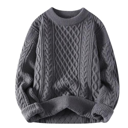 Autumn Winter Men Solid Color Loose Sweater Mens Vintage Knitting Pullover Sweaters - Main Image