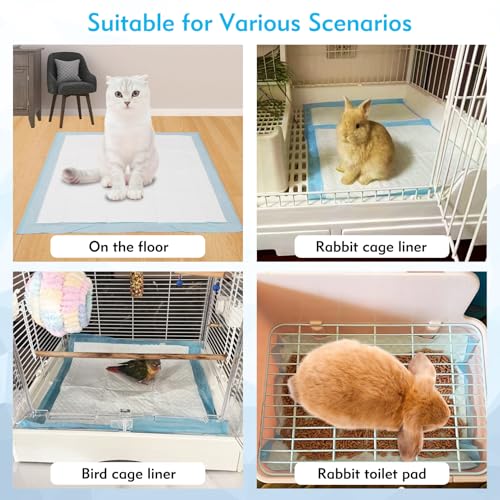 Image of Fhiny 50 PCS Rabbit Pee Pads 18 inch x 24 inch Thicken Bunny Pee Pads Disposable Super Absorbent and Leak-Proof Potty Pad for Puppy Cats Guinea Pigs Chinchillas and Other Small Animals