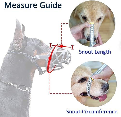 Image of Dog Muzzle, Printed Basket Muzzle for Small Medium Large Dogs Dachshund, Beagle, German Shepherd, Breathable Pet Muzzles to Prevent Biting Chewing Scavenging, Allows Panting and Drinking