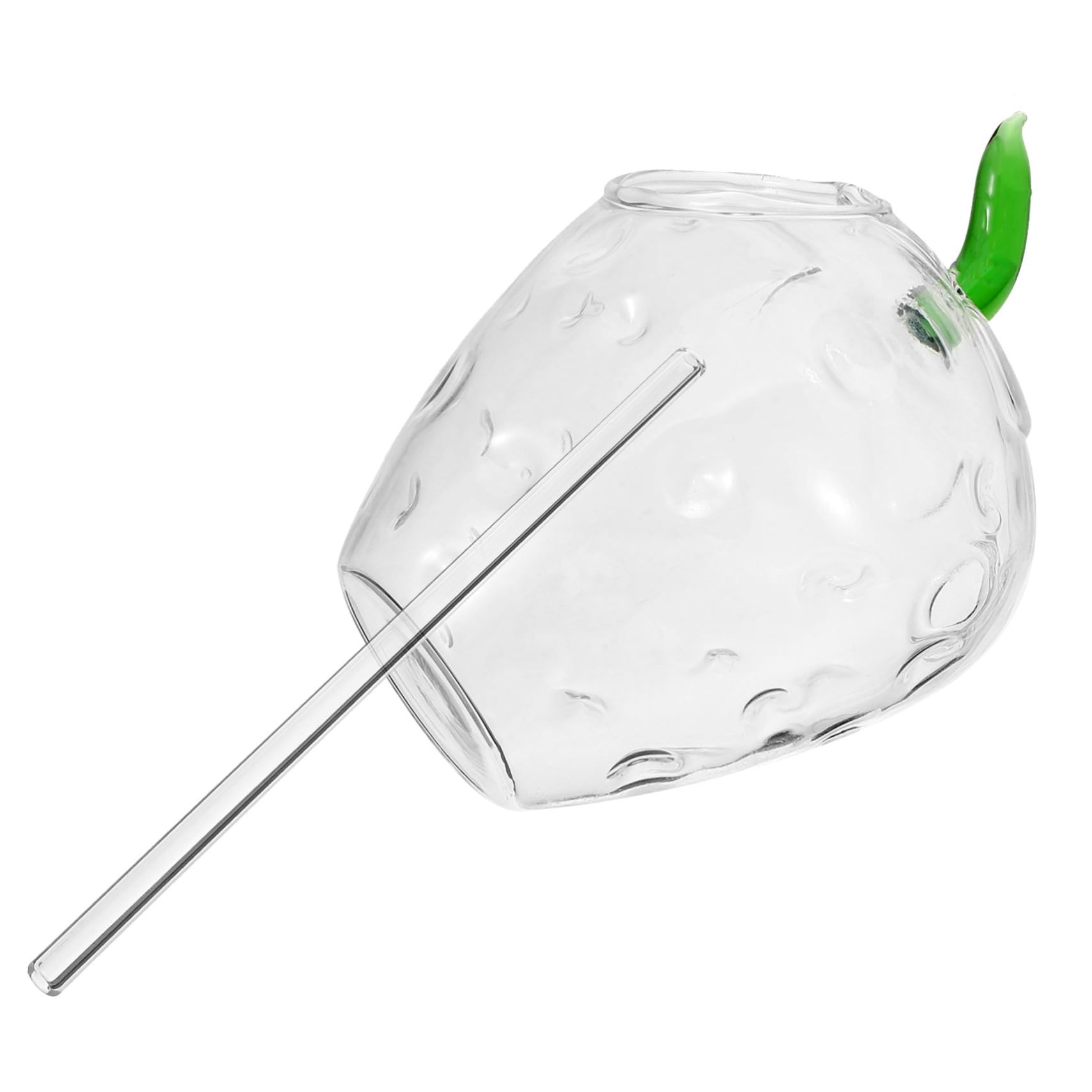 Hoement Glass Party Straw Cup Strawberry Cups Straw Drinking Bottle Strawberry Water Bottle Party Drink Cups Party Cup Bar Cup Water Cup with Straw Strawberry Juice Cups Straw Drinking Cup
