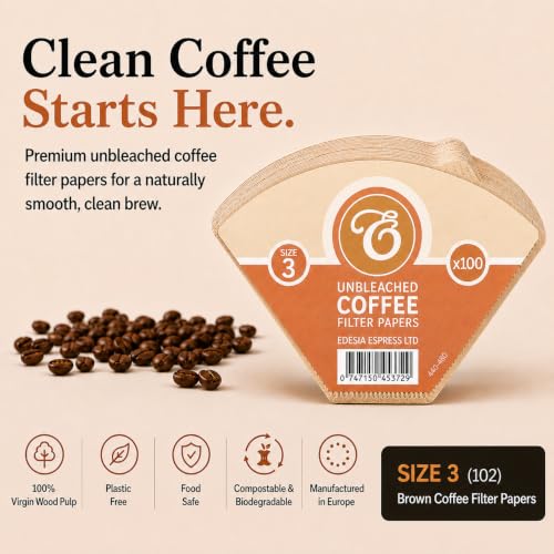 EDESIA ESPRESS – 200 Kegelförmige Kaffeefilter aus Papier – Kaffeefilter Nr.3 für Manuelle Kaffeemaschine, Pour-Over und Sanftes Brühen… – Ansicht 2