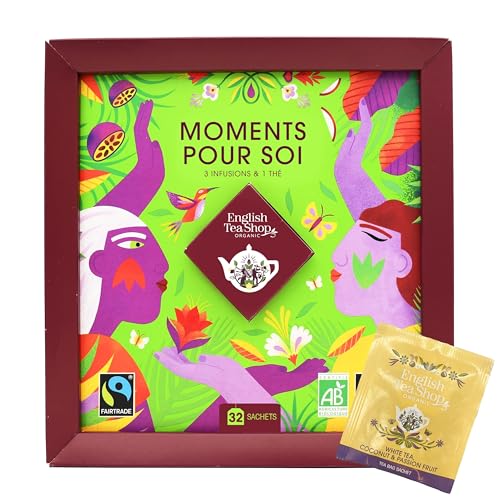 English Tea Shop - Coffret thé Moments pour soi - Assortiment thés et infusions bio - 4 x 8 mélanges - Coffret cadeau, Vert, 1 Unité (Lot de 1)