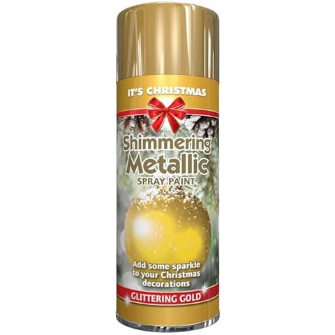 SuperGift.com 200ml Sparkling Spray Paint Multi-Purpose Use, Interior & Exterior, Ideal For Wood, Metal, Plastic, Ceramics & Ornaments - Quick Drying (Gold) Cover
