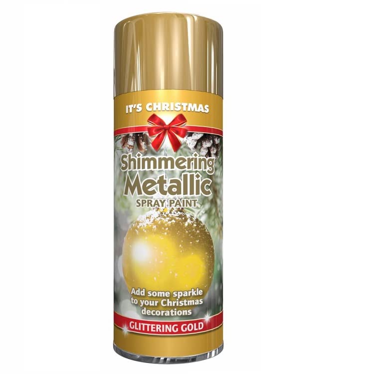 SuperGift.com 200ml Sparkling Spray Paint Multi-Purpose Use Interior & Exterior Ideal For Wood Metal Plastic Ceramics & Ornaments - Quick Drying (Gold)