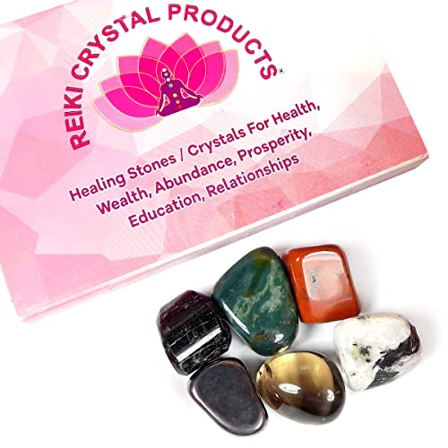 Reiki Crystal Products Natural Grounding Tumble Stone Kit 7 Chakr...