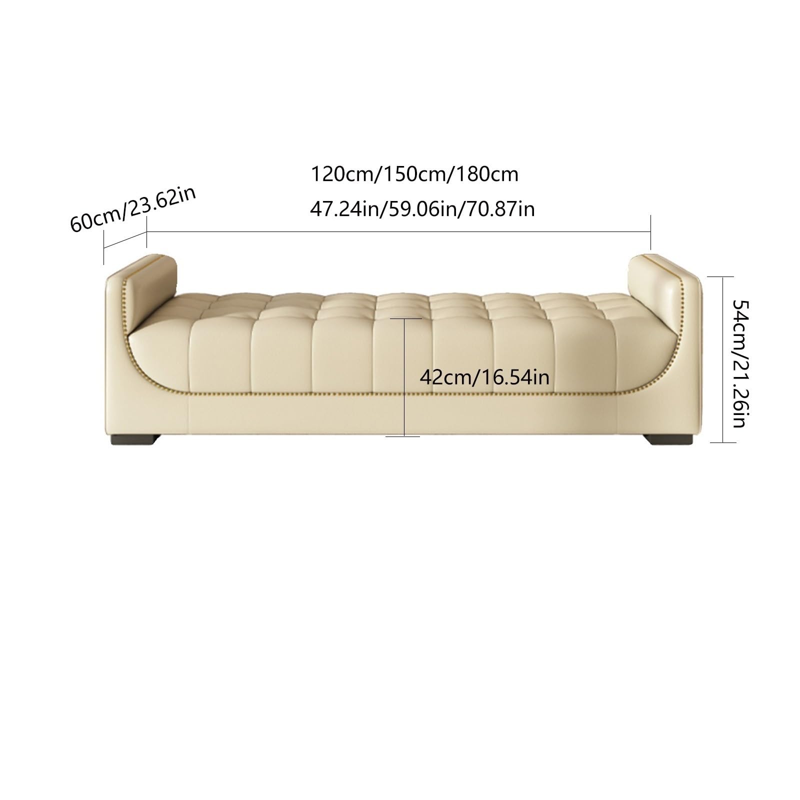 RENEESME Foot Stool for Bed Leather Bedroom Ottoman Bench, Upholstered End Bench Modern Entryway Shoe Changing Stool with Armrests and Storage Pockets Bed Step Stools for High Beds(Green,1.2m)