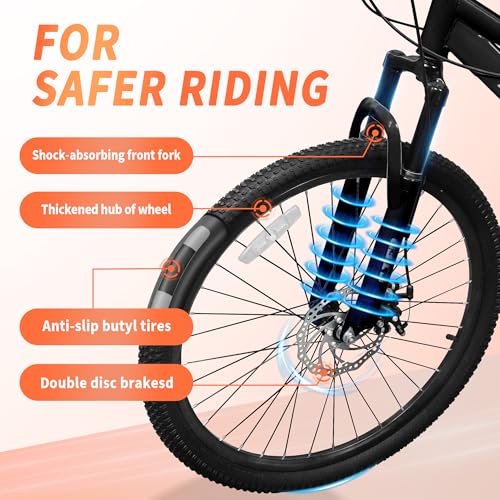 20/24 Inch Kids Mountain Bike, 7 Speeds, Bike for Kids 6-14, Boys & Girls Bike with Suspension Fork, Dual-Disc Brake, Anti-Slip Tires, Multi Color