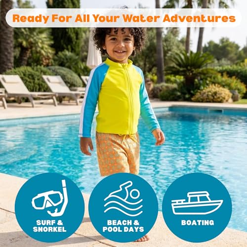 Image of SwimZip Boys' Long Sleeve Rash Guard & Swim Shorts Set - UPF 50+ Sun Protection