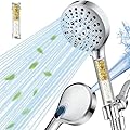 BRIGHT SHOWERS Filtered Shower Head with Handheld, High Pressure 9 Spray Mode Showerhead with Long Hose and Bracket, Water Softener Filters Beads for Hard Water - Removes Chlorine, Chrome