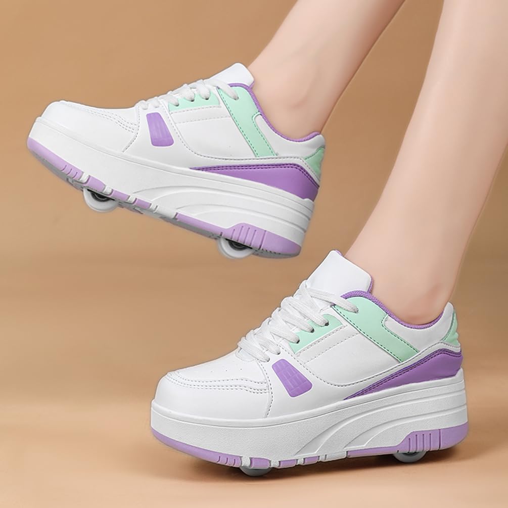 Dziewczęce buty na kółkach dla chłopców buty do deskorolki dla dzieci 2 w 1 wielofunkcyjne buty na rolkach buty na rolkach buty damskie, Rolka S29, 35 EU