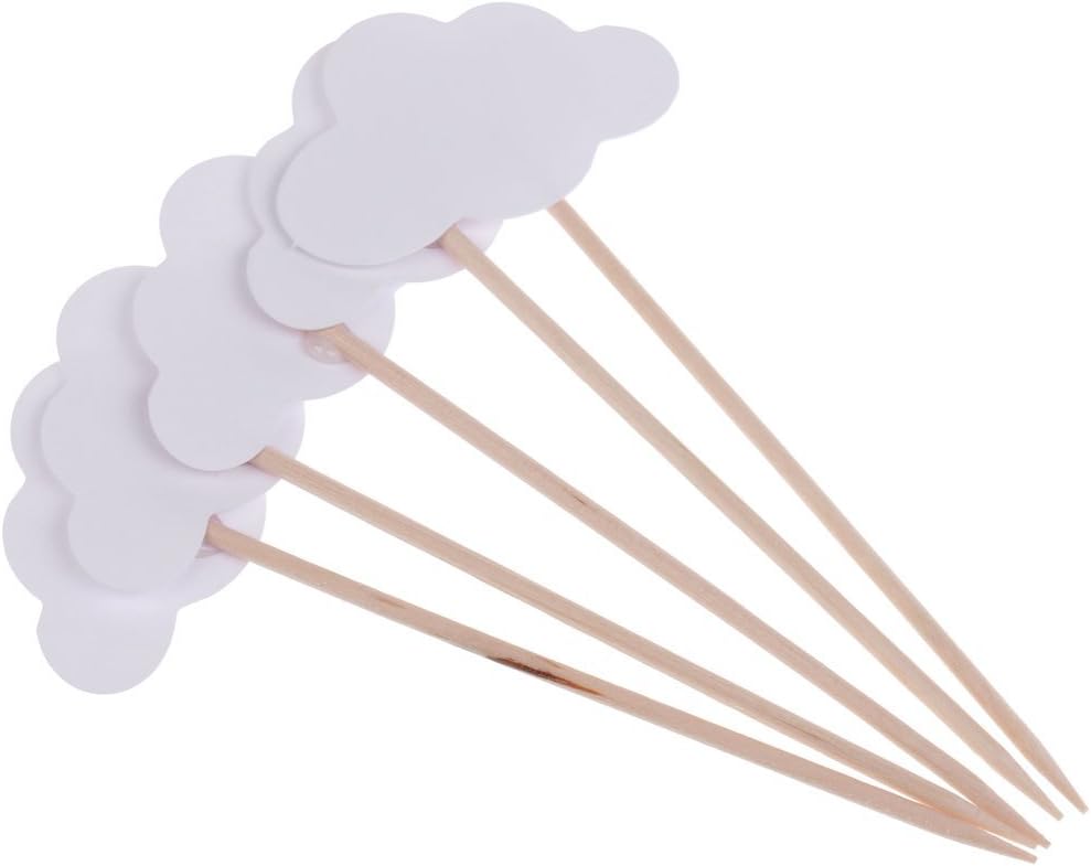 50pcs Cake Toppers Cloud-shaped Cupcake Toppers Cupcake Picks for Wedding Birthday Decoration - White