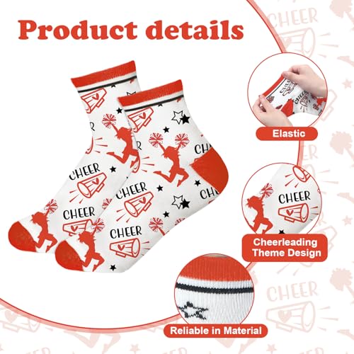 Image of Maiteenly 24 Pairs Ankle Cheer Socks Cheerleading Team Cheerleader Socks for Women Girls Cheer Accessories Gifts