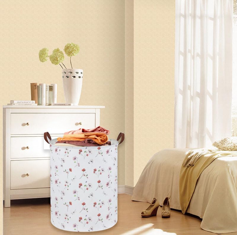 Image of Kids Laundry Hamper,Flower Laundry Basket Collapsible Girls Storage Baskets for Home Decor,Office,Home Organizer,(Dried flowers