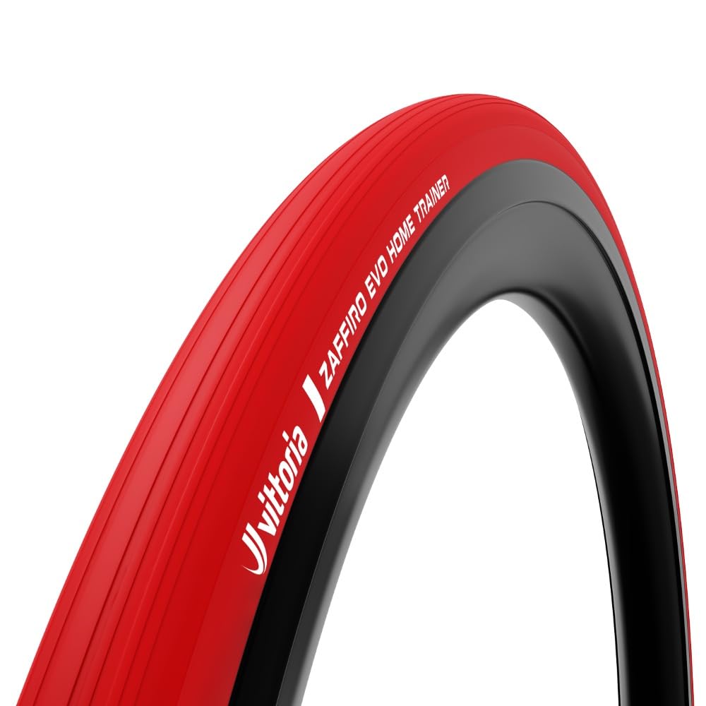 Vittoria Zaffiro EVO Home Trainer Tire - Indoor Cycling Trainer Road Bike Tire - 700c Tube Type Folding - Durable 60 TPI Nylon Casing - Low Noise & Heat Resistant Compound (Red, 700x23c)