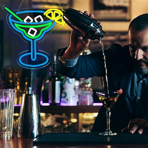 Image of Cocktail Neon Signs for Wall Decor Neon Lights for Bedroom Led Business Signs Suitable for Man Cave Bar Pub Restaurant Christmas Gift Art