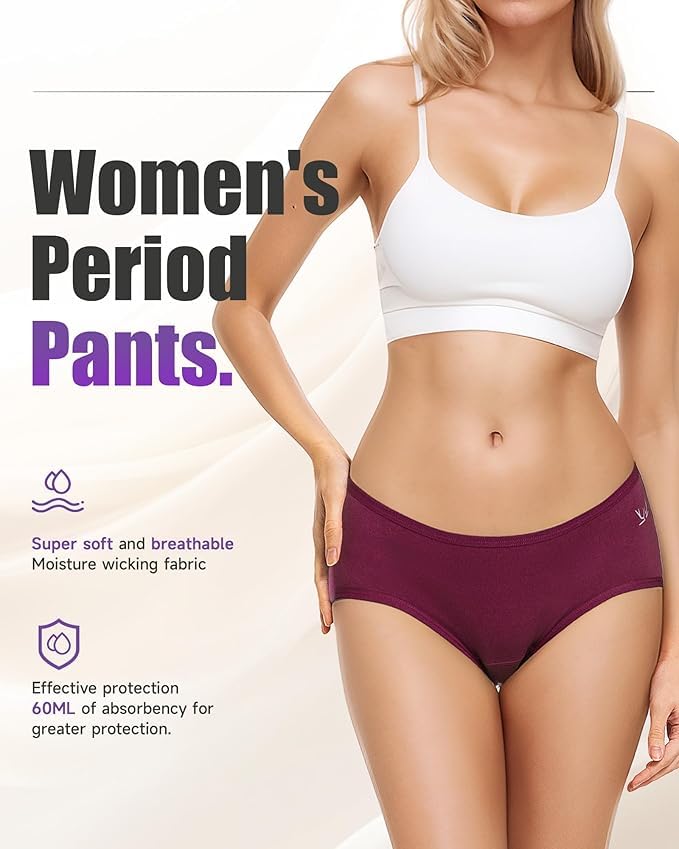Image of DIVING DEEP Women's Period Panty | Pack of 2 Leakproof Menstrual Underwear | Heavy Flow Protection | Reusable & Washable Period Panties for Women & Teens