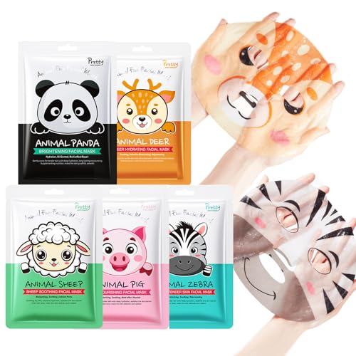 MEITREND Mascarilla facial para mujer, mascarillas de tela, mascarillas faciales de personaje para adolescentes y niñas - regalos de fiesta, mascarilla hidratante facial para calmante y refrescante