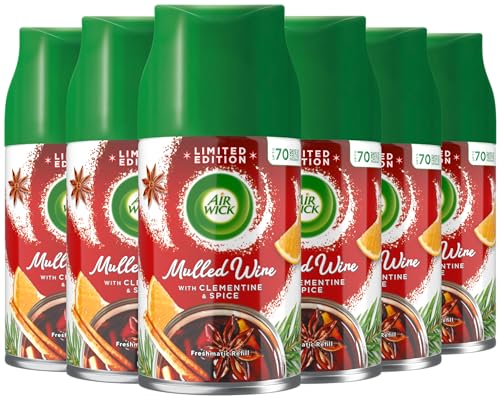 Air Wick Automatic Air Freshener Freshmatic Spray Refills| Mulled Wine | 6 x 250ml Airwick Refills| Lasts Total Upto 420 days