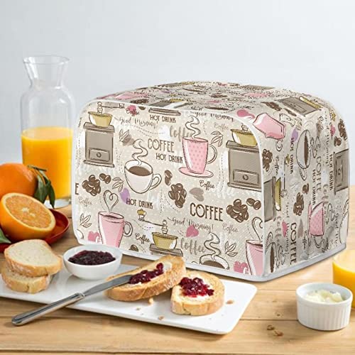 Image of Talayituse Coffee Theme 2 Slice Toaster Covers Dust Protection Bread Maker Covers Toaster Oven Cloth Cover Kitchen Accessories Washable Appliance Cover