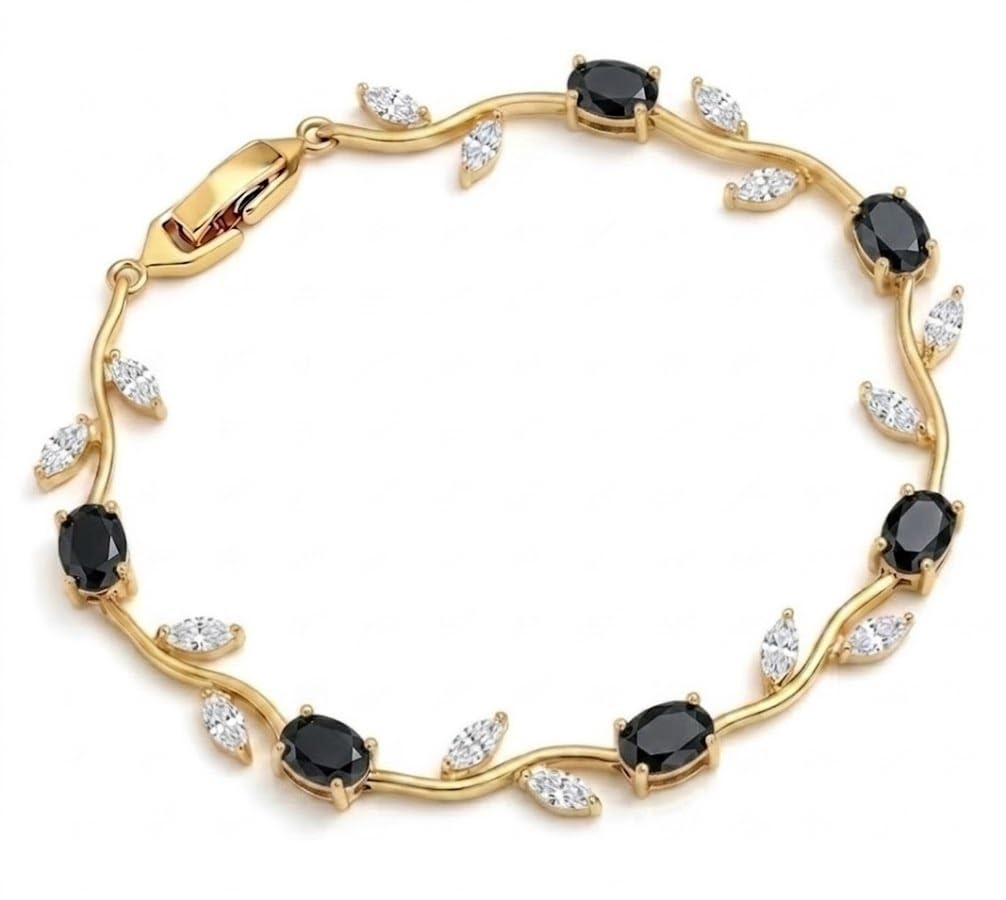 Anti Tarnish Stainless Steel Sparkle Crystal Stone Diamond Nug Fairy Bloom Floral/Flower Design Tulip Chain Link Wrist Charm Bracelet For Women's And Girls-image-36