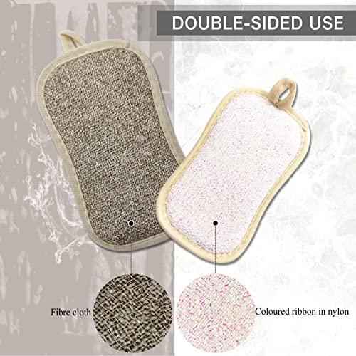 Image of Kitchen Scrub Sponges, Heavy Duty Cleaning Non-Scratch Scrub Sponge, Reusable Microfiber Sponge for Household Cleaning, Random Colors (More)