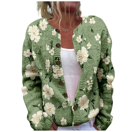 Womens Floral Cardigan Sweater Vintage Long Sleeve Lightweight Button Down Casual Knit Sweaters 2025 Fall Trendy