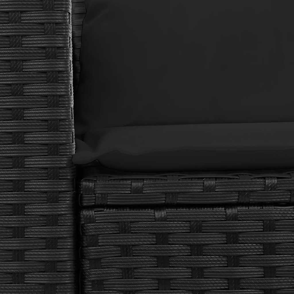 Sofa ogrodowa, 2-osobowa, czarna, polirattanowa z poduszkami, odporna na warunki atmosferyczne, na balkon i taras, balkon ze zdejmowaną poszewką, zestaw wypoczynkowy ogrodowy, sofa na taras