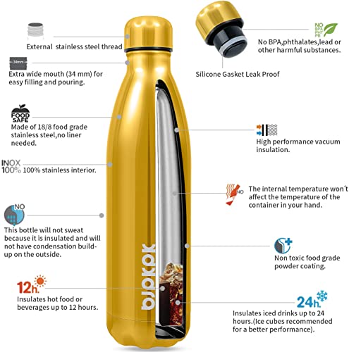 Image of BJPKPK 25 oz Insulated Water Bottle, Stainless Steel Flask, Leak Proof