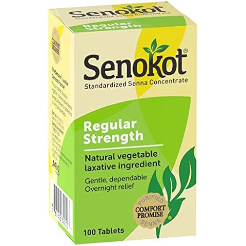 Senokot Regular Strength, 100 Count Tablets, Natural Vegetable Laxative Ingredient Senna for Gentle Dependable Overnight Relief of Occasional Constipation, 100 Count (Pack of 2) Cover